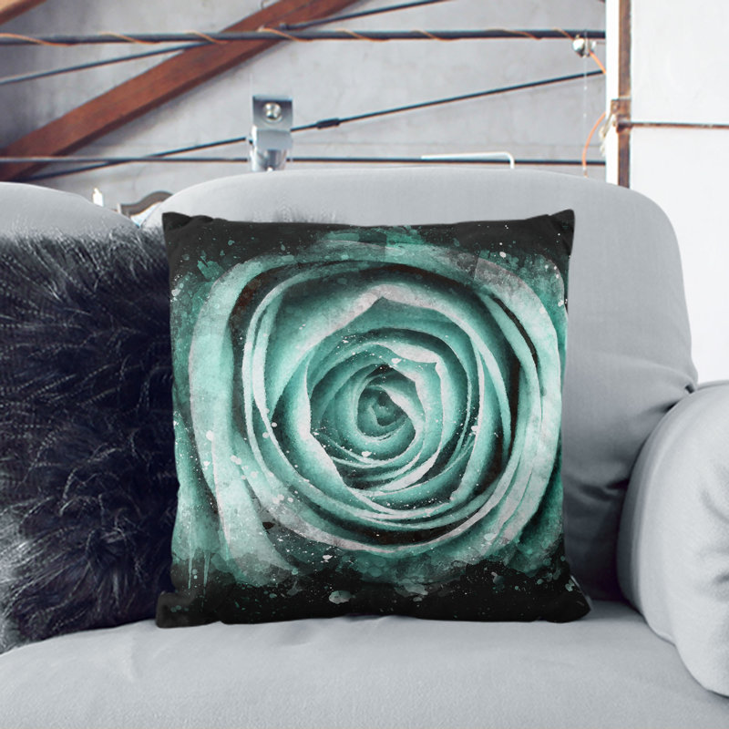 Rose Paint Splash Cushion with Filling, Black, 55cm H x 55cm W x 20cm D