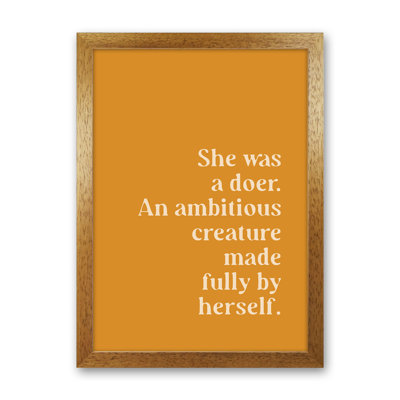 She Was A Doer Type Beige On Mustard by Planeta444 - Print