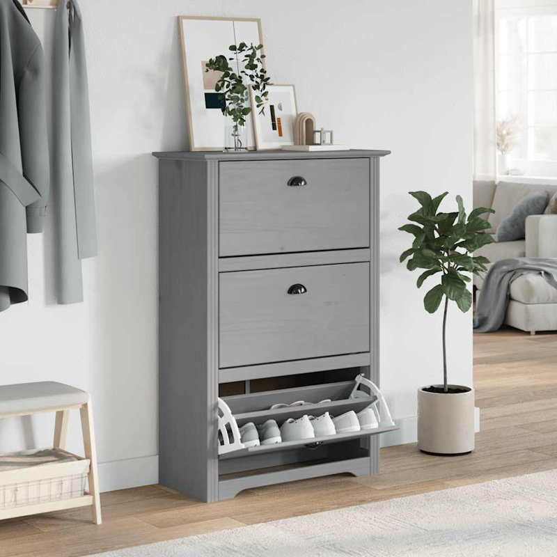12 Pair Shoe Rack, Grey/Grey