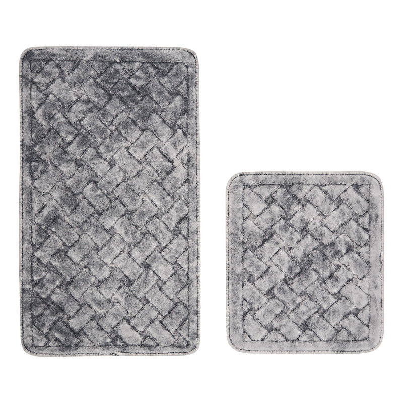 Ensemble de tapis de bain luxueux en coton (2 pièces), 19,7 x 23,6 pouces et 23,6 x 39,4 pouces | Dessous antidérapant, hauteur de poils de 0,2 pouce, 35,3 oz / verge carrée | Lavable à la machine, doux et absorbant pour le confort de la salle de bain