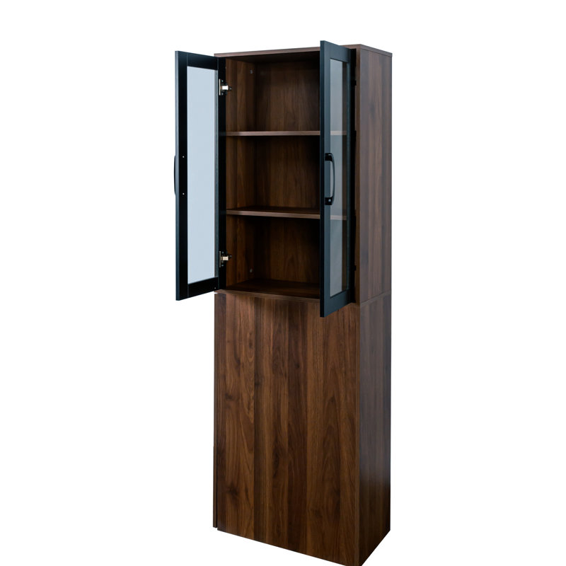 70.05" H, Modern Wooden, Display Cabinet, 4 Tier Pull-out, Glass Doors, Kitchen, Dinning Room, Salon Organization 2 Doors H Multi-functional Pull-out Cabinet For Store Kitchen And Office