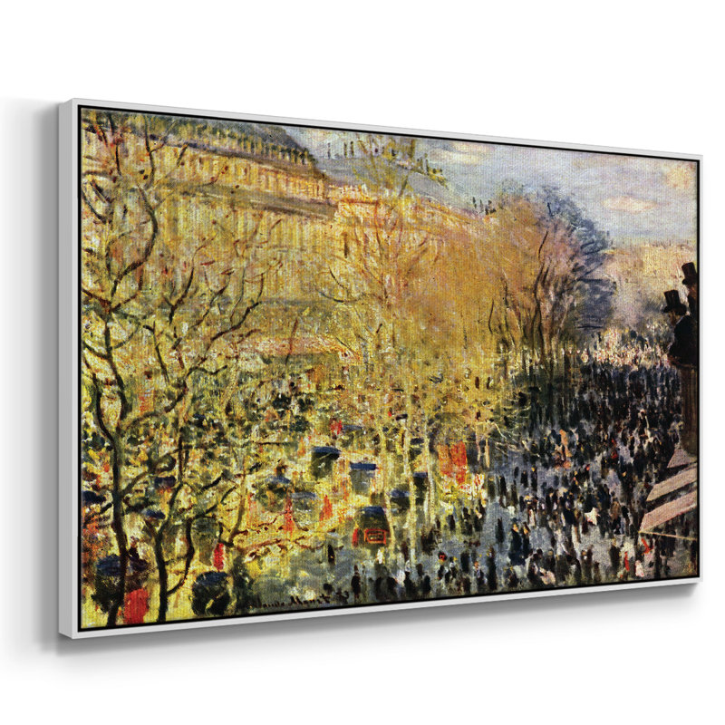 "Boulevard Of Capucines In Paris" par Monet, reproduction d'art sur toile, Blanc, H 27 po x l 41 po x P 2 po