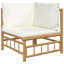 Ensemble de salon de jardin en polyester naturel et bambou blanc crème