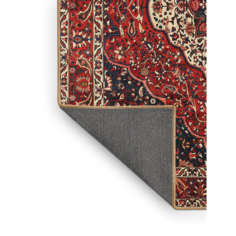 Tapis traditionnel rouge / noir Donan, Rectangle 2 pi x 4 pi
