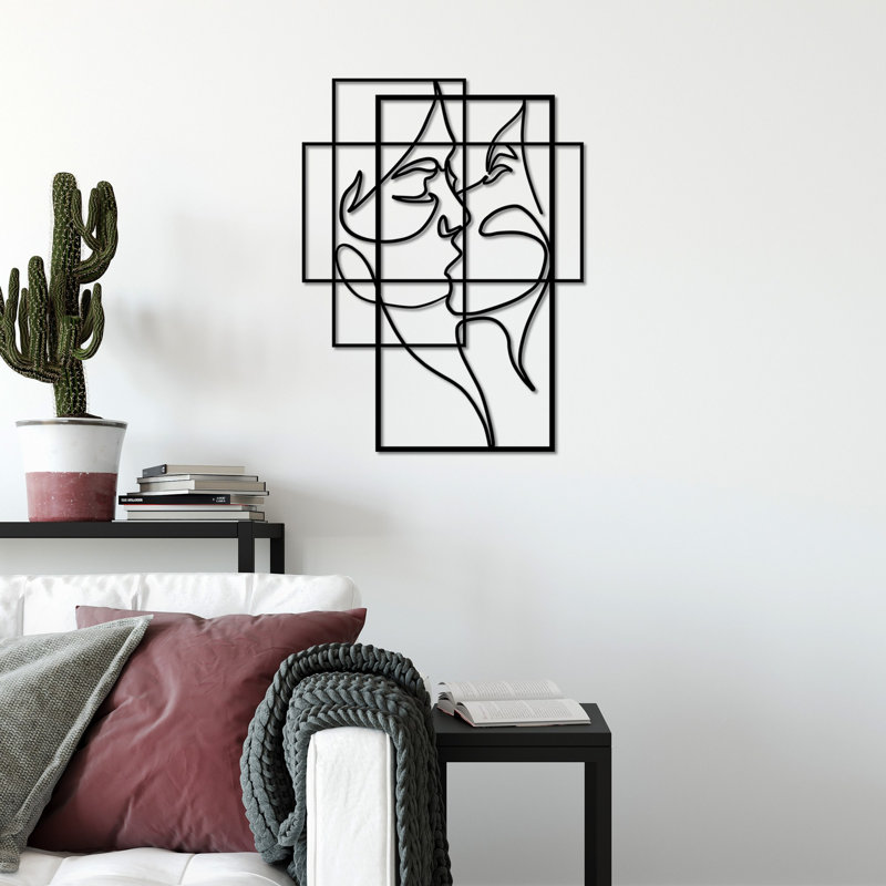 Décoration murale élégante en métal noir 19,7 po x 14,6 po | Fabrication 100% métal, épaisseur: 0,06 po | Fixation murale facile avec pièce de suspension arrière | Parfait pour la maison, le bureau ou la galerie, accessoire décoratif unique