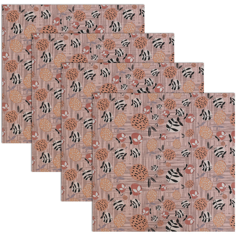 Print Cloth Napkins 100% Cotton Table Napkins Multi-Pattern Square Napkins 20+ Colors, Pink Floral