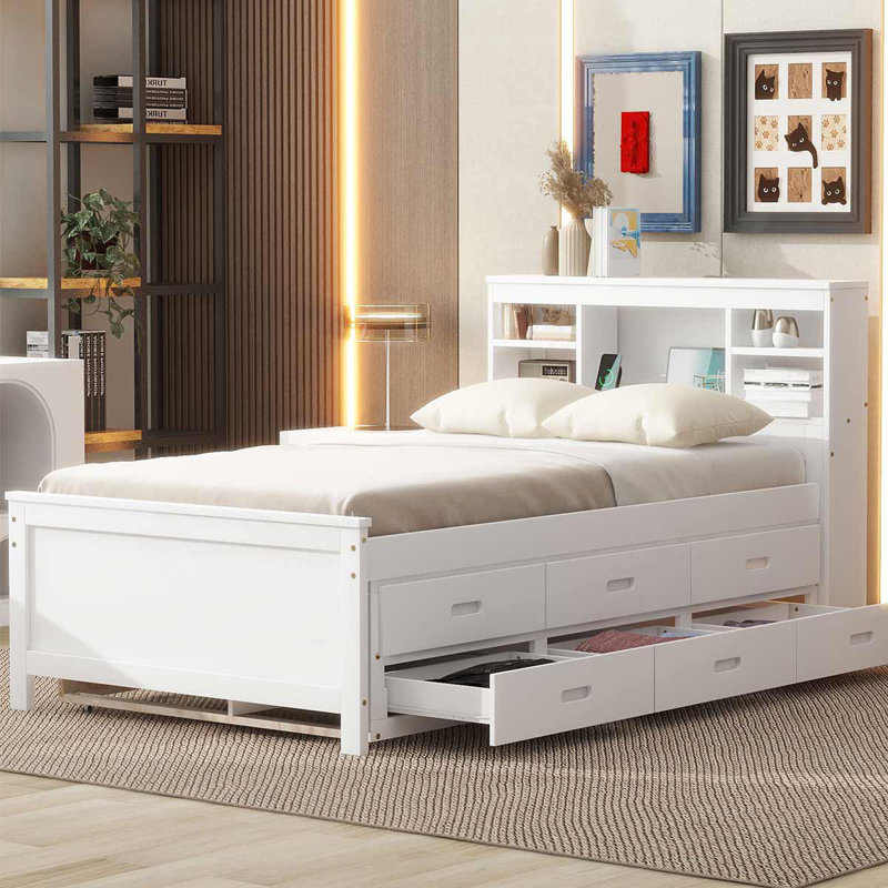 Lit plateforme Zalma, Simple, Blanc