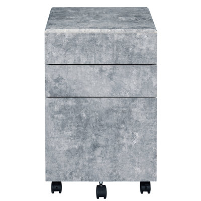 3 classeurs en argent, finition faux béton pour une organisation de bureau simplifiée, argent avec 3 tiroirs à usage domestique