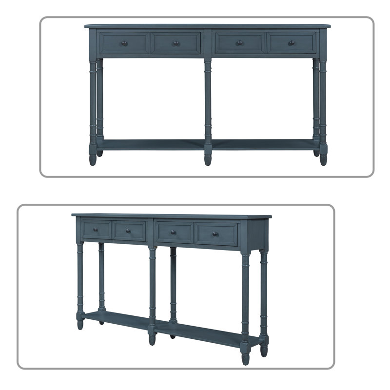 Azelle 58.01'' Console Table, Antique Navy