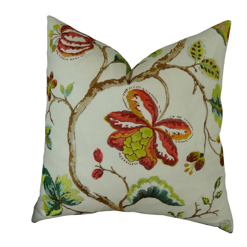 Coussin décoratif Embroide floral, Bourre polyester hypoallergénique, 22 po x 22 po