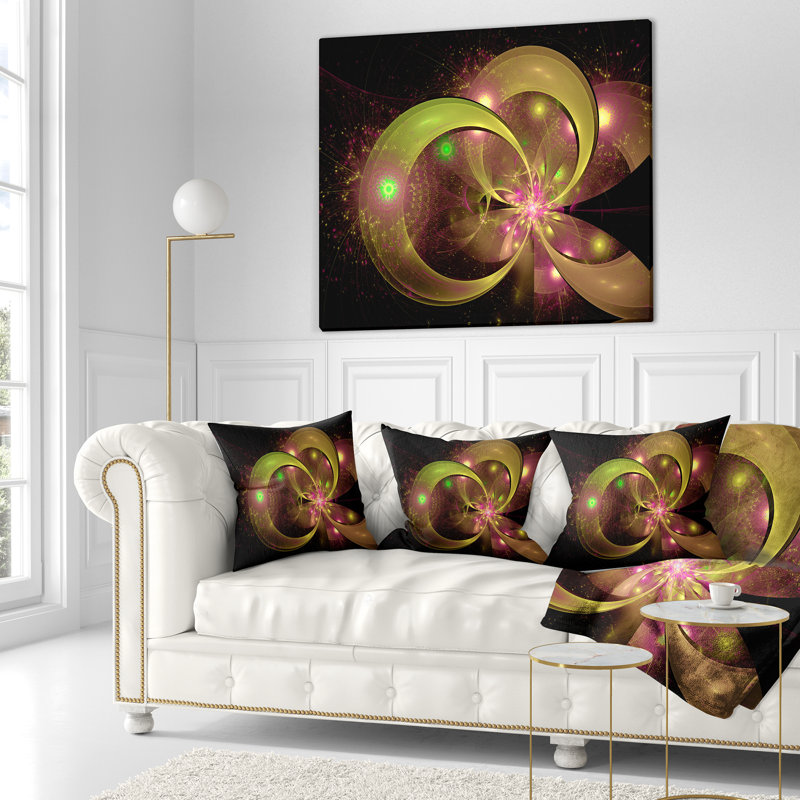 Coussin décoratif symétrique à motif floral vert fractal
