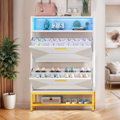 16 Pair Stackable Shoe Storage Cabinet