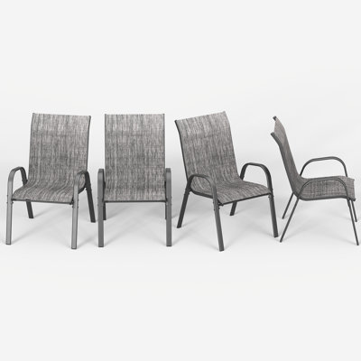 Ortonville 24"W Outdoor Stackable Dining Chairs, Densy PVC-Coated Polyester Chairs
