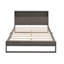 Lit plateforme avec tête de lit, prises et ports USB, grand lit plateforme, gris antique
