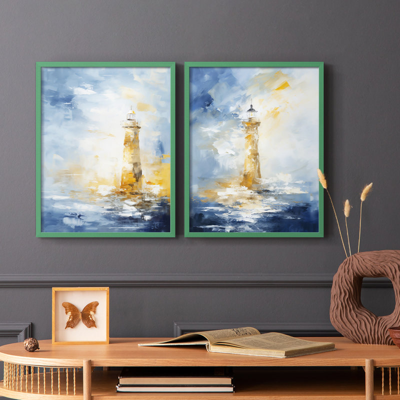Série NAUTICAL - Impression encadrée de qualité supérieure - prêt à accrocher - aucun clou requis, Gris, H 21 po x l 34 po