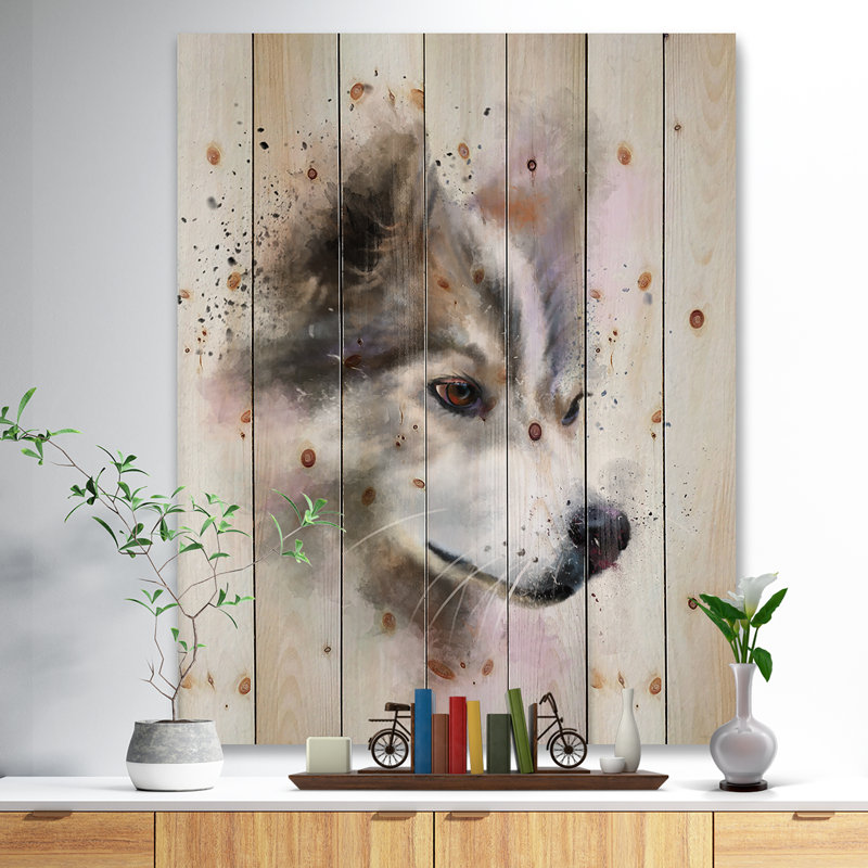 Mignon chien brun, aquarelle - peinture sur bois sans cadre, H 20 po x l 12 po x P 1 po