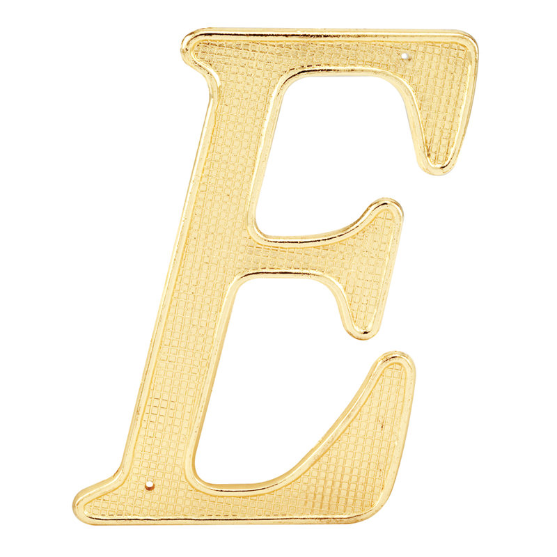 Lettre principale de 4 po Prime-Line, moulé sous pression, finition laiton, E