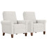 Modern Upholstered Push-Back Roll Arm Recliner Armchair with Solid Wood Legs(Set of 2)