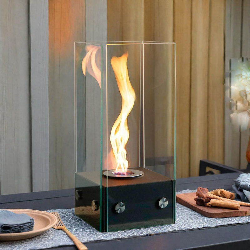 Rectangular Glass Tabletop Fireplace