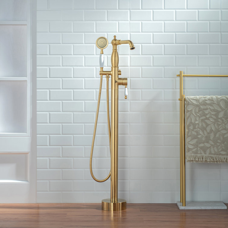 Lumen 1 Handle Floor Clawfoot Tub Faucet with Diverter