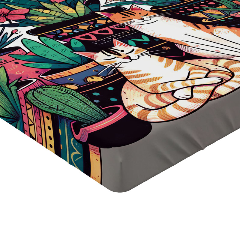 Drap-housse pour chat Ambesonne_ Moderne Blooms Kitties, Drap-housse simple TG