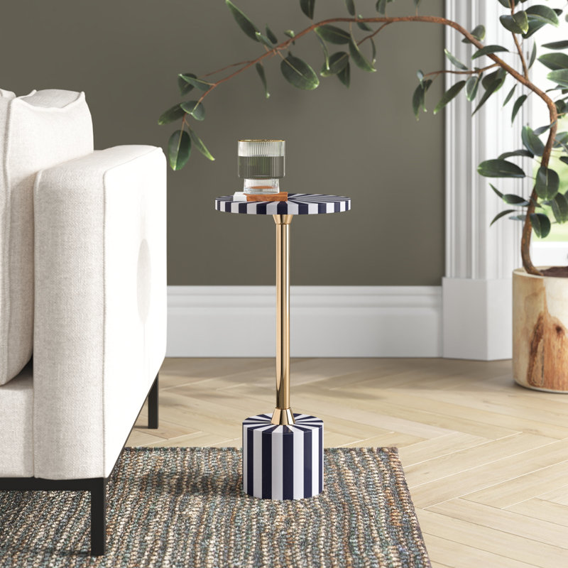 Sunbury Pedestal End Table, Black/Gold