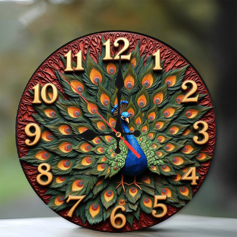 Horloge décorative paon