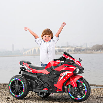 Moto électrique enfant 12 V avec télécommande, Bluetooth, MP3, USB, lumières DEL et amortisseur arrière
