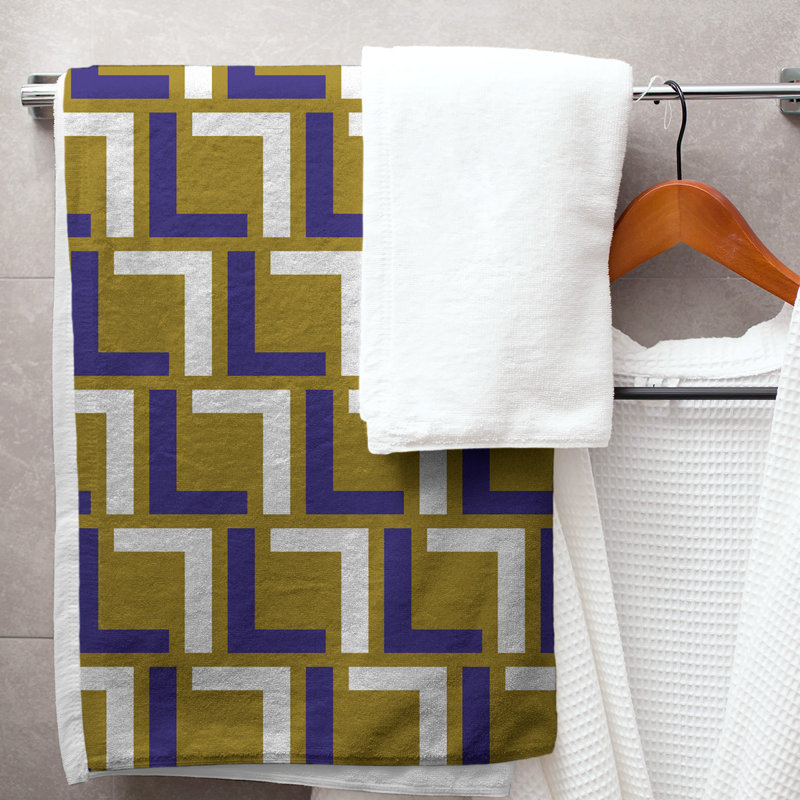Bath Towel, Metallic Gold/Purple/White