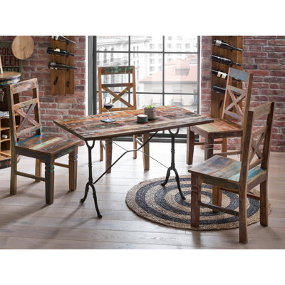 Ashlyn Solid Wood Top Metal Base Dining Table