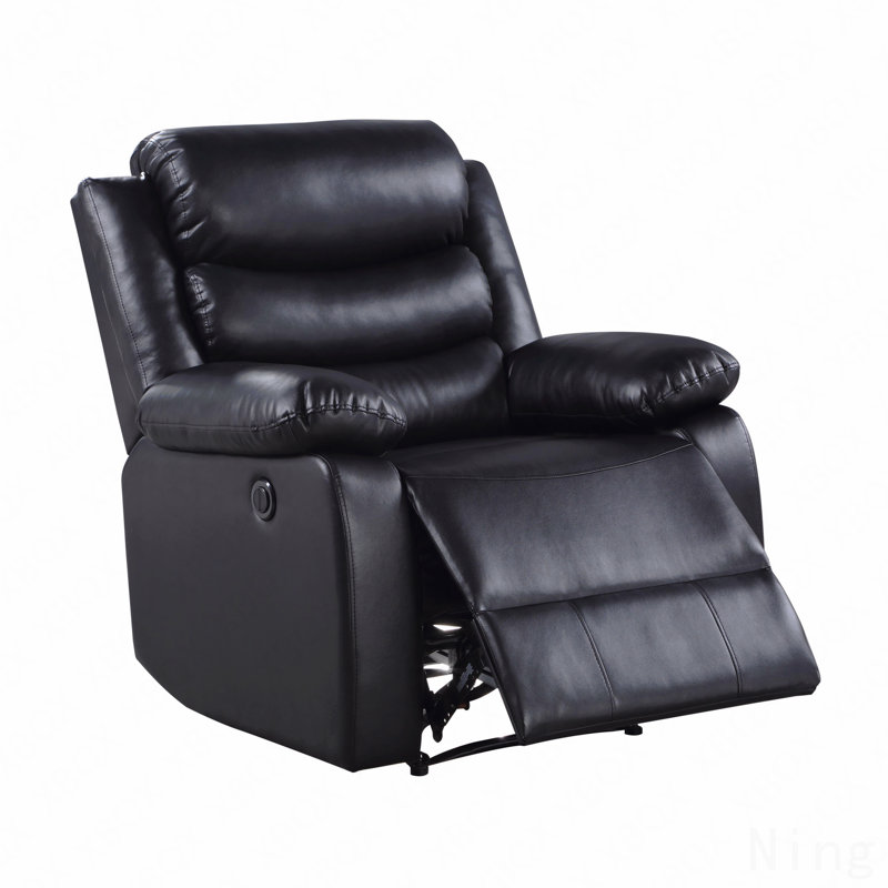 Black Synthetic Leather Power Motion Recliner Chair