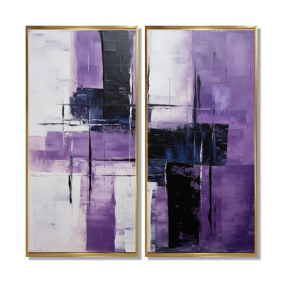 Tachisme mauve cubisme au pinceau