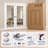 Solid French Double Doors Clear Glass Lucia 2166 White Silk Wood Solid Panel Frame Trims Closet Bedroom Sturdy Doors 72" x 96" (2* 36x96) Clear Glass-55331026