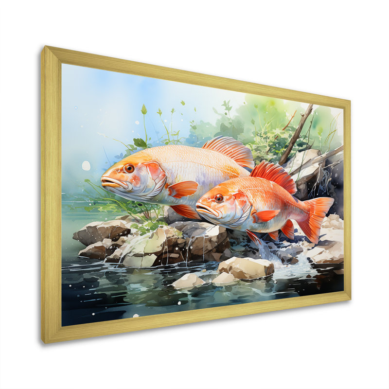 " Fishing Dreams I ", Gold Single Picture Framed, 16" H x 32" W x 1" D