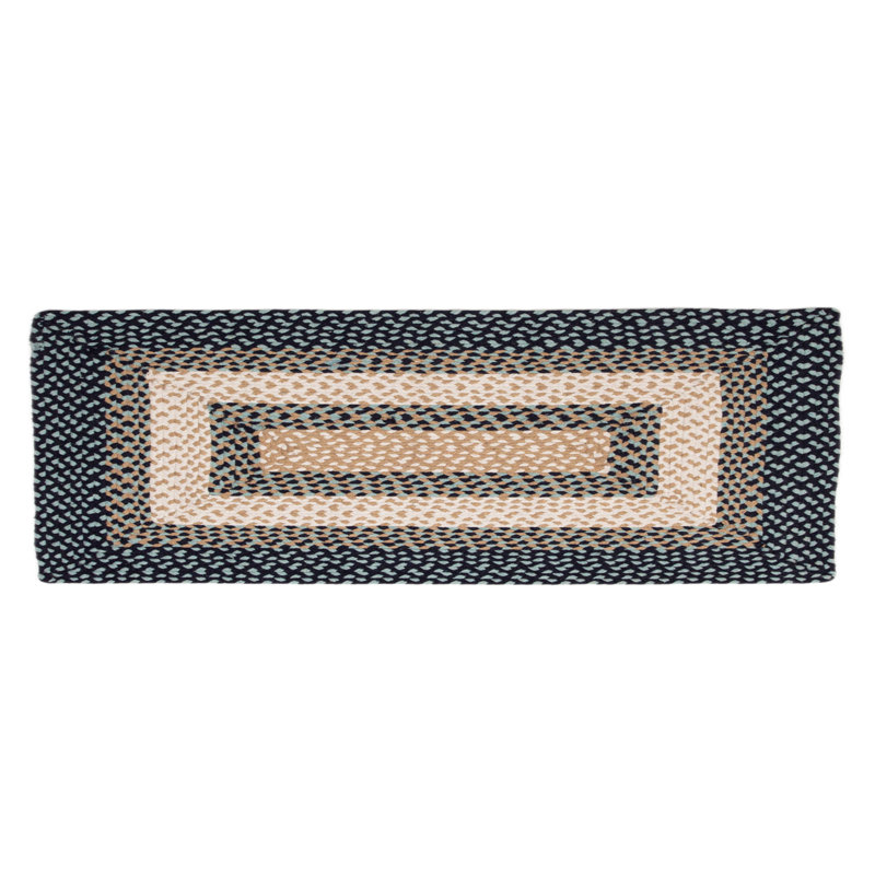 Tapis bleu tressé à la main Waterbury Farmhouse, Tapis de couloir 2 pi x 6 pi