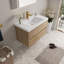 36" Wall-Mounted Bathroom Vanities Floating Single Sink Vanity with Stone Resin Top Basin, 2 Soft Close Drawers, Natural Oak-107266592
