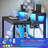 Gaming Desk, Small Computer Desk With Charging Station and LED Lights