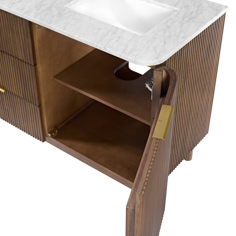 Kensington 72" Bathroom Vanity in Fluted Birch, Brown Reeded Birch
