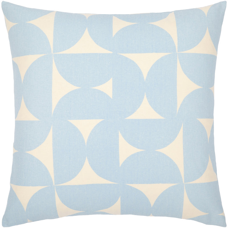 Housse de coussin Sain, H 20 po x l 20 po, Bleu clair / beige, Triangles fracturés