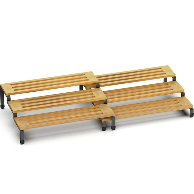 Freestanding Bamboo Spice Rack with Adjustable Racks
