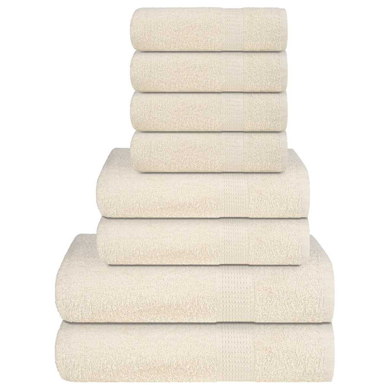 Towel Set 360 Gsm 100% Cotton, Cream, 8 Piece Towel Set