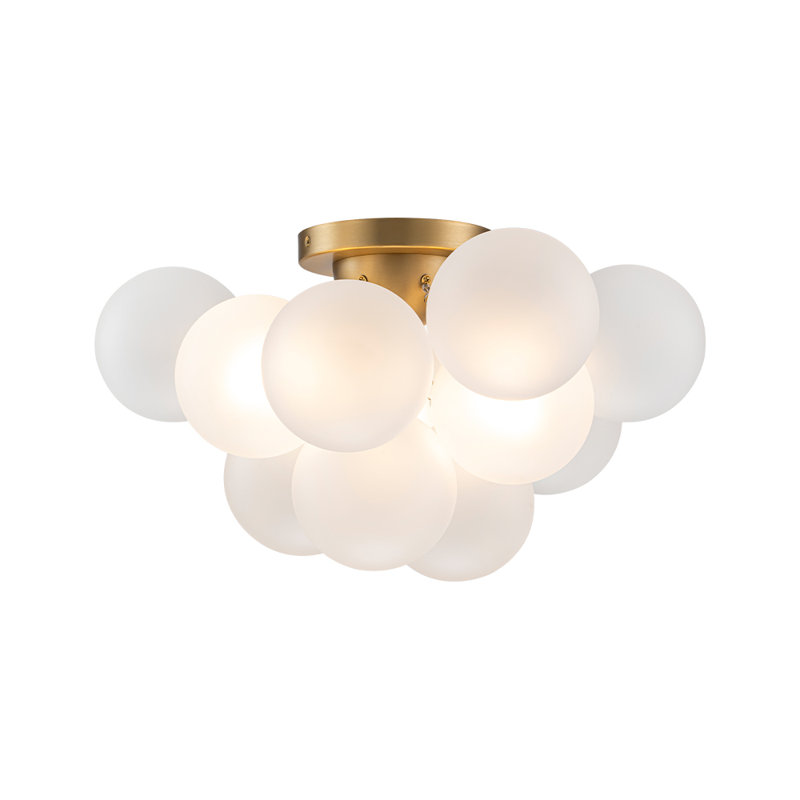 3 - Light Frosted Glass Bubble Sputnik Semi Flush Mount