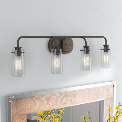 Éclairage pour salle de bain 4 lumières à intensité variable bronze vieilli Emest