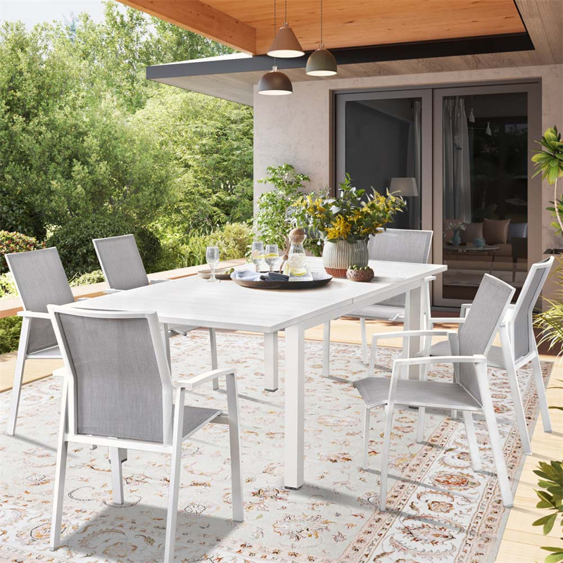 Ensemble repas pour patio, Blanc / gris