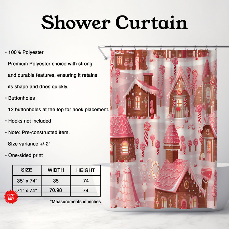 Sweet House - Rideau de douche Premium 114, H 74 po x l 71 po
