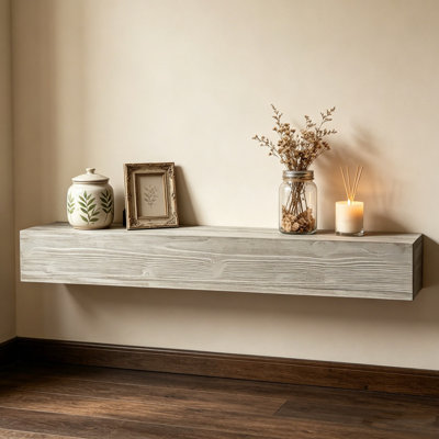 60''Handcrafted Rustic Solid Wood Floating Shelves Decor for Wall, Bedroom, TV, Books, Livingroom,Entryway, Front Hall, Hallway