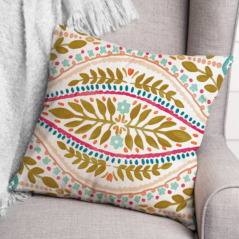 Housse et insert de coussin extérieur d'extérieur, Jaune clair, Floral 4