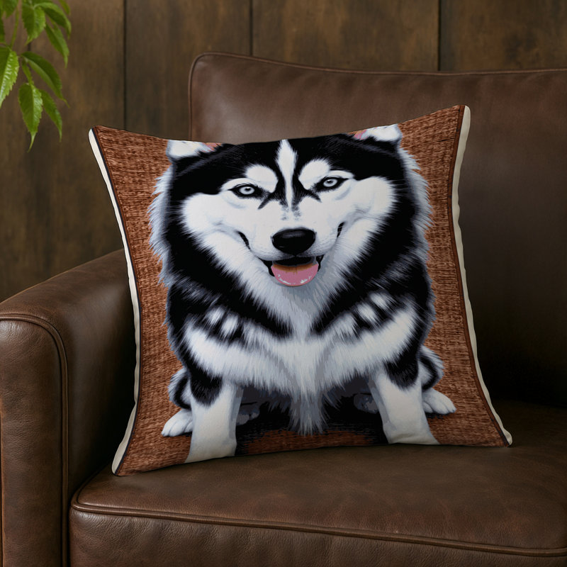 Indoor and Outdoor Throw Pillow, Square 18", Siberian Husky