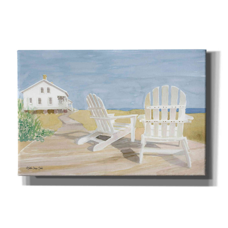«Beach Chairs 1» par Stellar Design Studio - peinture sur toile tendue, H 40 po x l 60 po x 1,5 po
