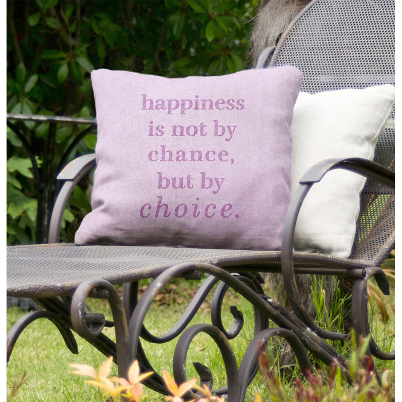 Coussin décoratif intérieur / extérieur Happiness, 18 po x 18 po, Violet